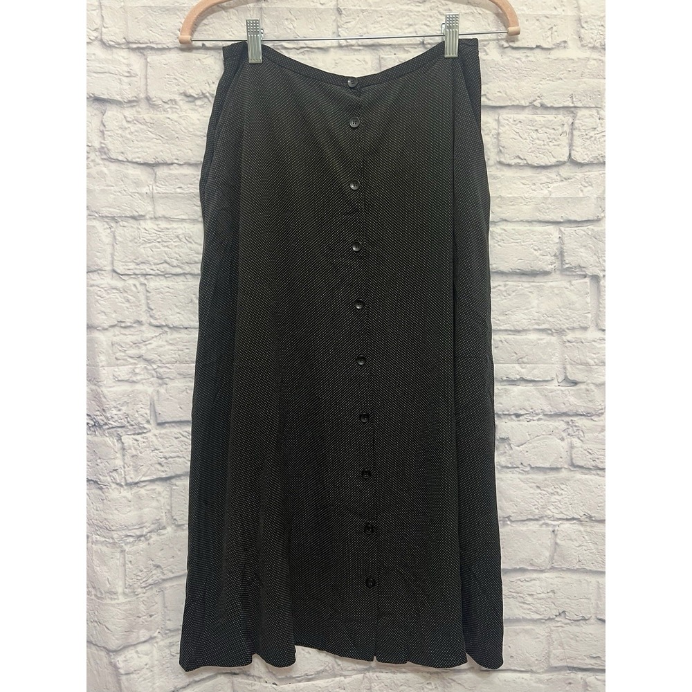 Jones NY Skirt Women's 10 Black Dots Pure Silk A Line Office Career Whimsigoth